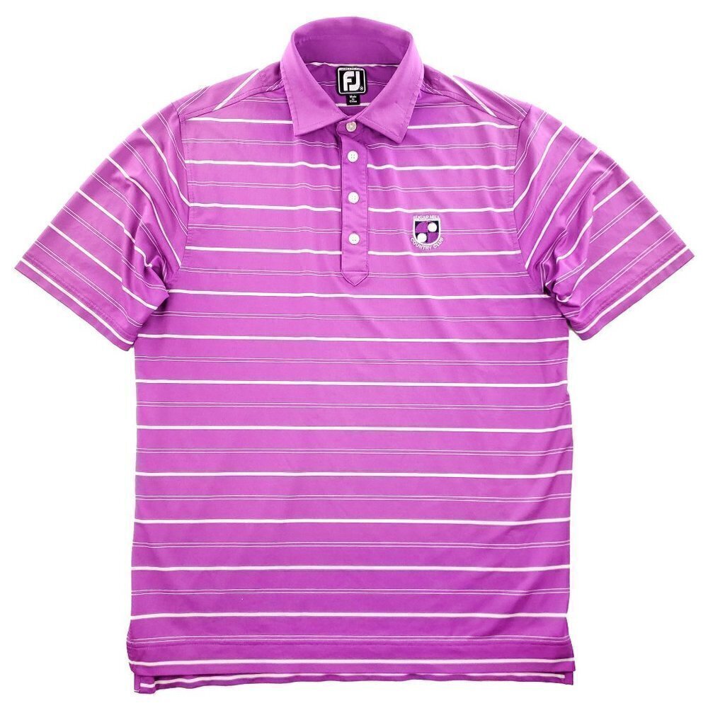 FootJoy Sugar Mill Country Club Golf Polo Shirt Striped Athletic Fit Men Medium